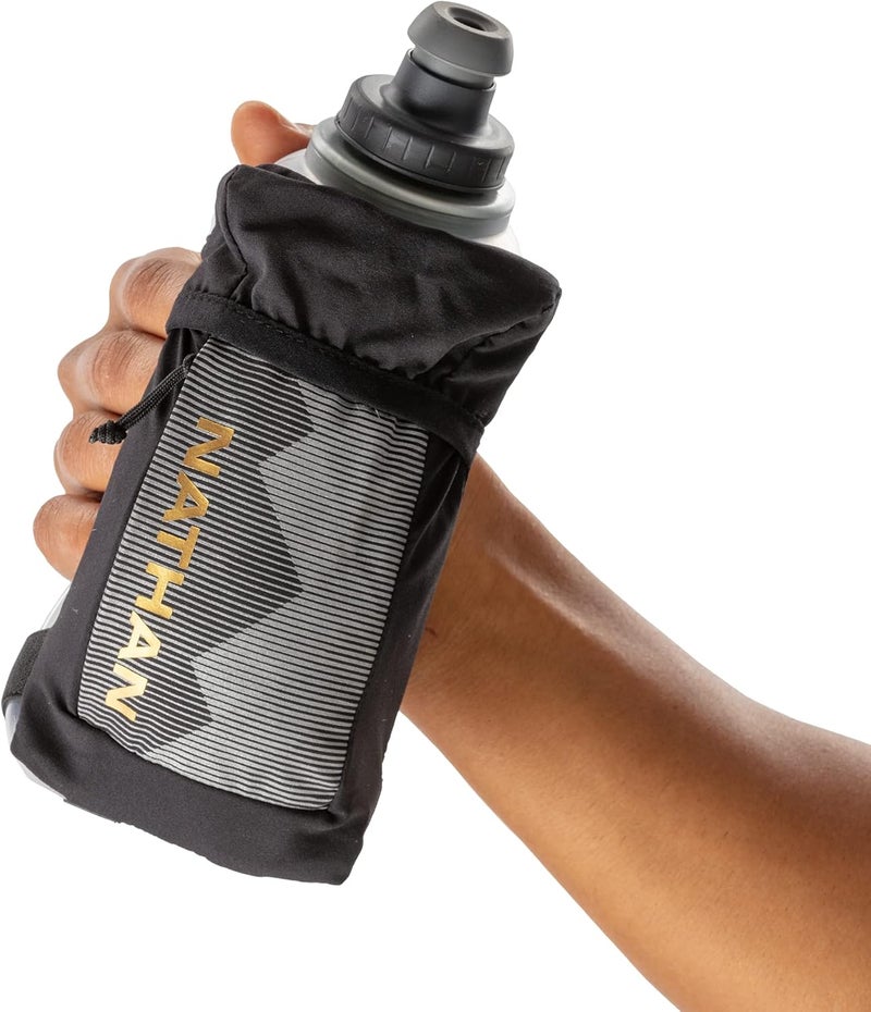 NATHAN زجاجة ماء سريعة الضغط محمولة للركض. حزام يد قابل للتعديل بدون قبضة. 12 أونصة / 18 أونصة / معزولة. زجاجة ماء عاكسة للترطيب. - Image 3